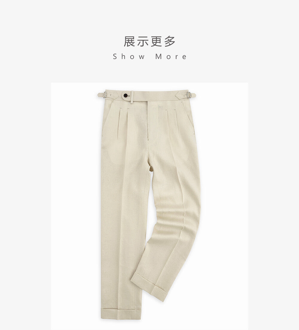Pure Linen Italian-Style Trousers
