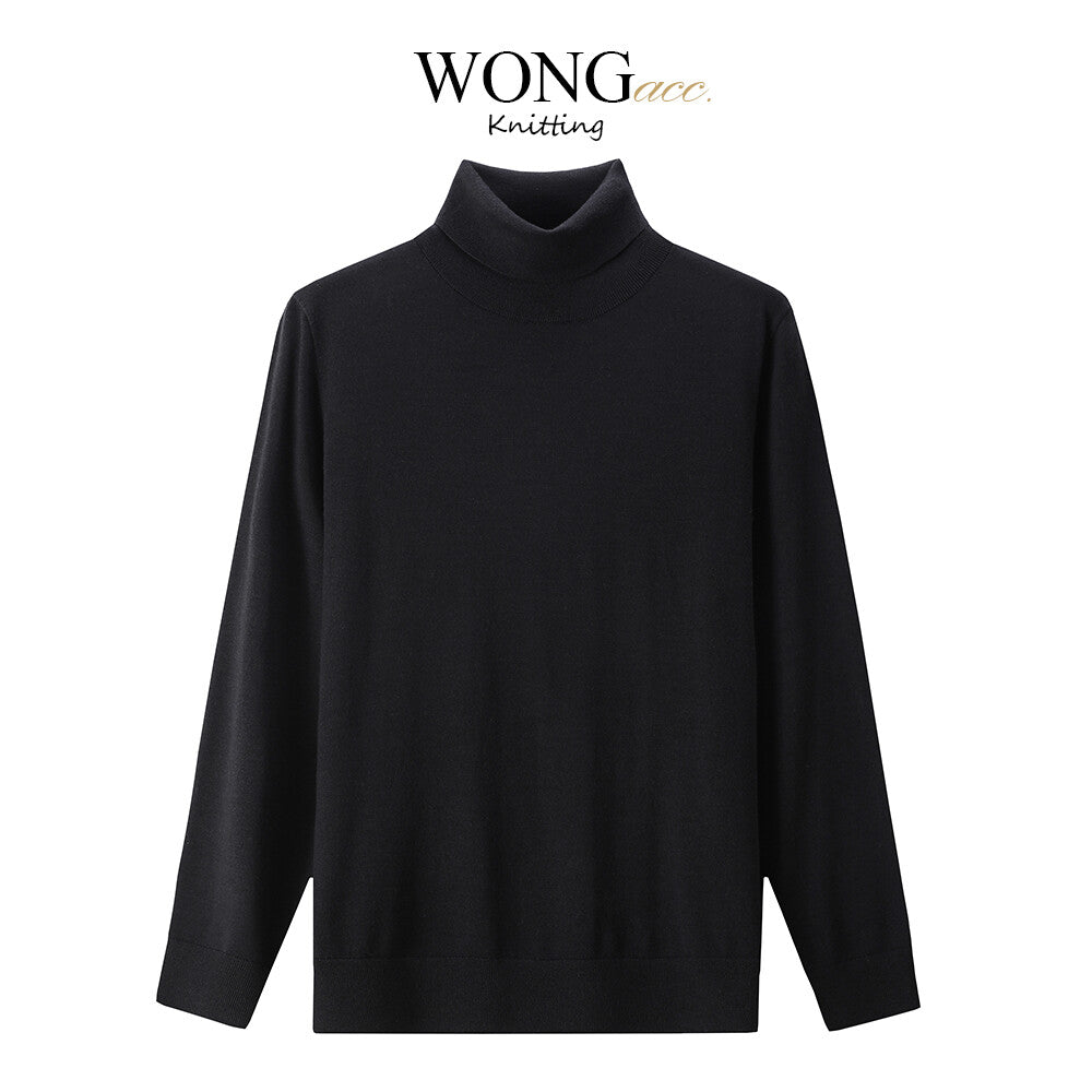 High-Neck Wool Knit Sweater