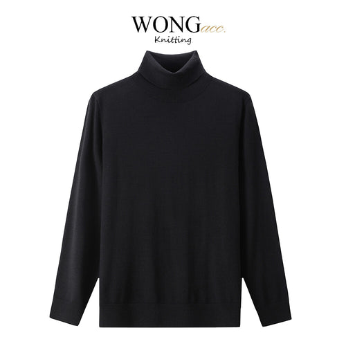 High-Neck Wool Knit Sweater