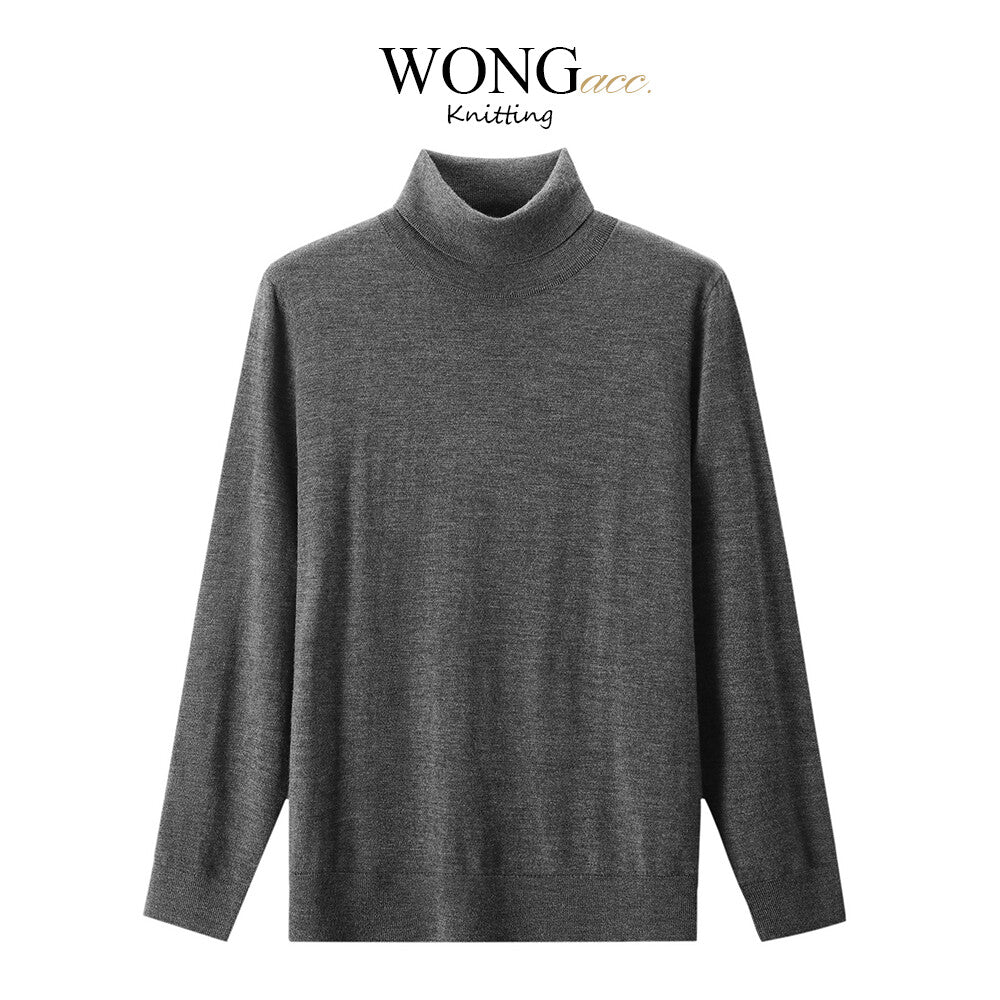 High-Neck Wool Knit Sweater